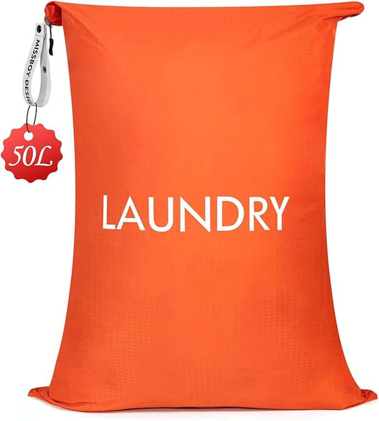 MissBoy Travel Laundry Bag with Zipper, Odor-Isolating & Splash-proof Dirty Clothes Organizer for Suitcase, Lightweight Foldable Wet Dry Bag for Gym, Camping, and Swimming