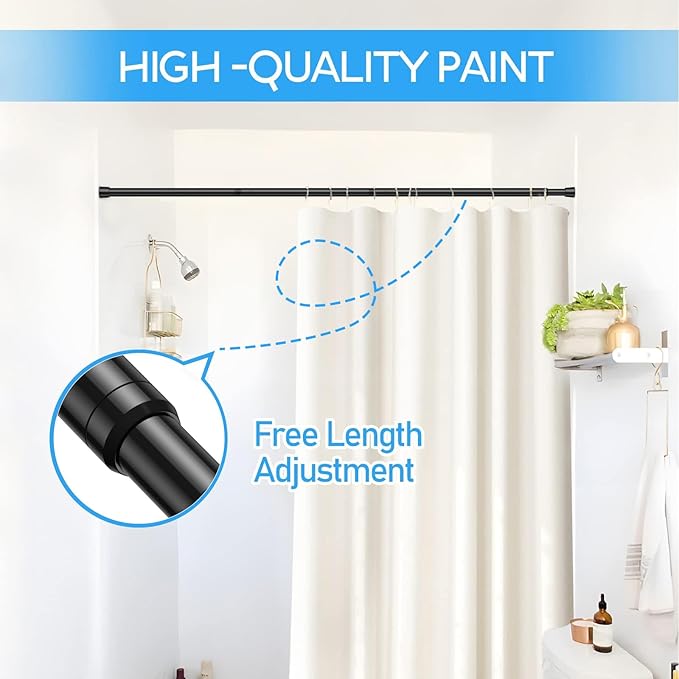 2 Pack Spring Tension Rods 28-45 Inches, 5/8 Inch Diameter Black No Drill Spring Loaded Adjustable Extendable, Small Short Tension Curtain Rod for Windows Kitchen Doorway Closet Cupboard