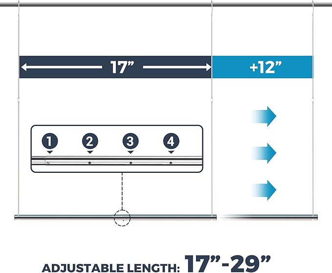 STO STO 1 Pack Closet Hanging Rod, Length and Height Adjustable Closet Rod, Space Saving Metal Closet Extender Hanging Bar for Hanging Clothes, Closet, Chrome