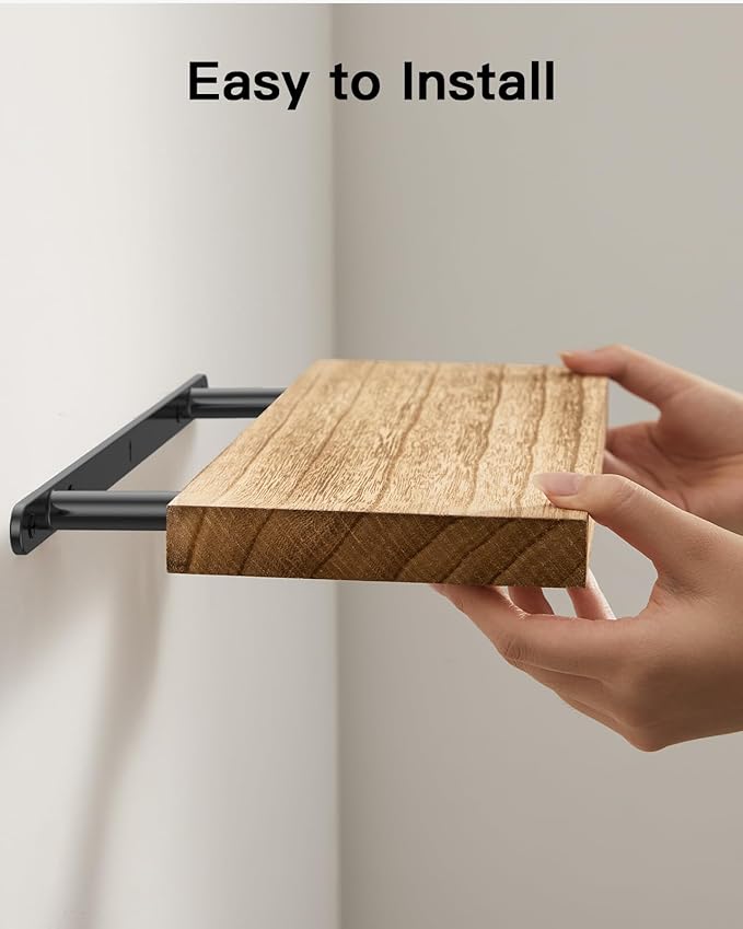 Amada Homefurnishing Floating Shelves, Paulownia Wood Wall Shelves for Living Room/Bedroom/Kitchen/Home Office, Wood Floating Shelf for Home Storage & Organization, Set of 4, 15.75″L x 5.91″W x 0.98″H