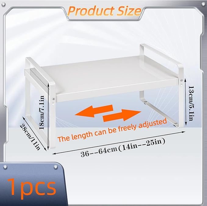 1-Tier Expandable Metal Shoe Rack (H:7"), Adjustable Long 14.17"–25.2", Heavy-Duty Free-Standing Shoe Shelf for Closet, Entryway & Small Spaces(1PCS/White)
