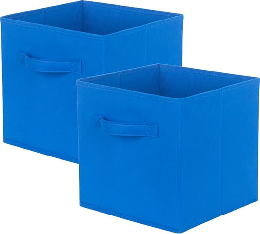PowerKing Collapsible Storage Cubes with Handles, Fabric Foldable Bins for Closet Shelves, Durable Organization Storage Bins, 10.5'' x 11'' x 10.5'' (2Pack, Royal Blue)