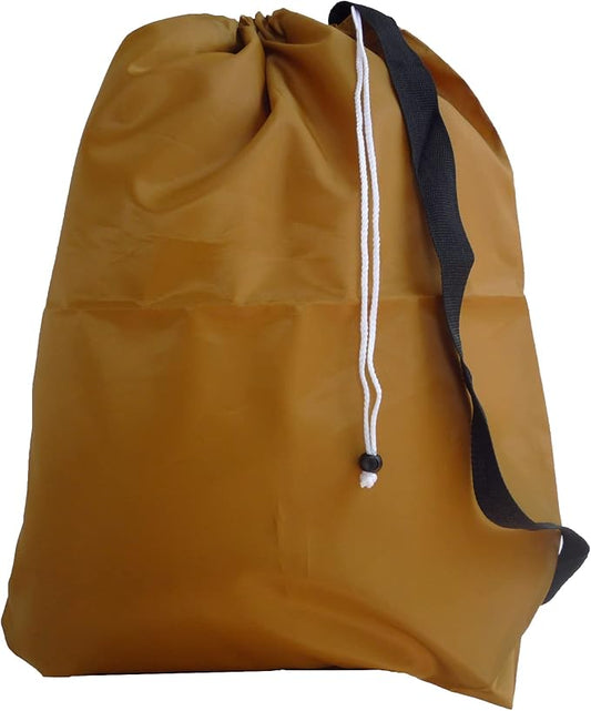 Laundry Bag with Strap, Drawstring, Lock Closure, Color: Gold, Medium Size: 24x36