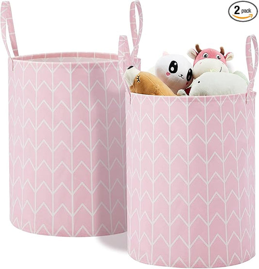Large Storage Basket for Girls and Boys, Collapsible Laundry Hamper with Long Handles, Toy Bins for Nursery, Kids Room Décor