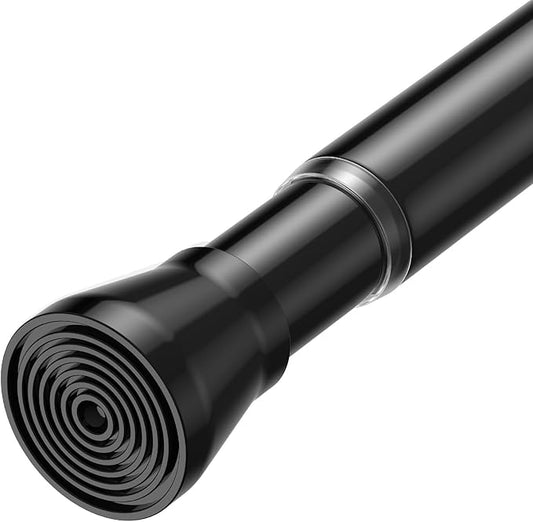 MEXAU Shower Curtain Rod 44-77 inch Black Tension Rod Shower rod Non Slip Tension Curtain Rod Adjustable Curtain Rods No Drilling Shower Rods for Bathroom Windows Closet
