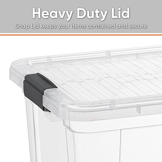 Superio Small Clear Storage Box with Lid, 11 Quart Plastic Container Bins for Organizing, Stackable Crates, BPA Free, Non Toxic, Odor Free, Organizers for Home, Office, School, and Dorm