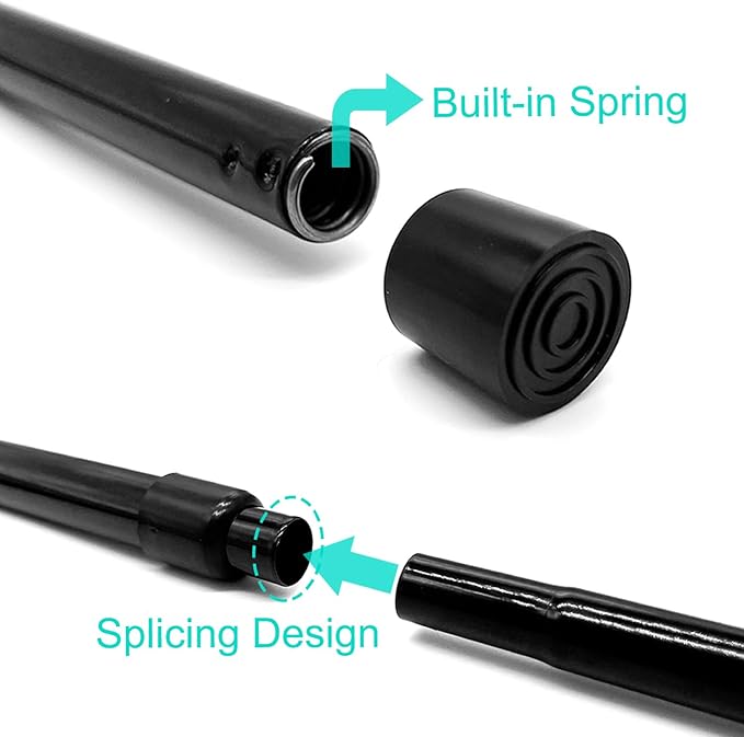 Short Small Spliced Tension Rod 30"-42" Spring Adjustable, No Drilling Extendable Closet Rod for Window Wardrobe Bedroom Doorway Room Divider, Black