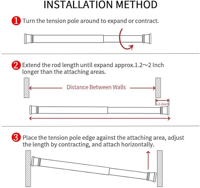 2 Pack Spring Tension Curtain Rod Adjustable 28-43 Inches，5/8" Diameter， White，Small Short Expandable Spring Loaded Curtain Tension Rods For Window, Bathroom, Cupboards,Kitchen