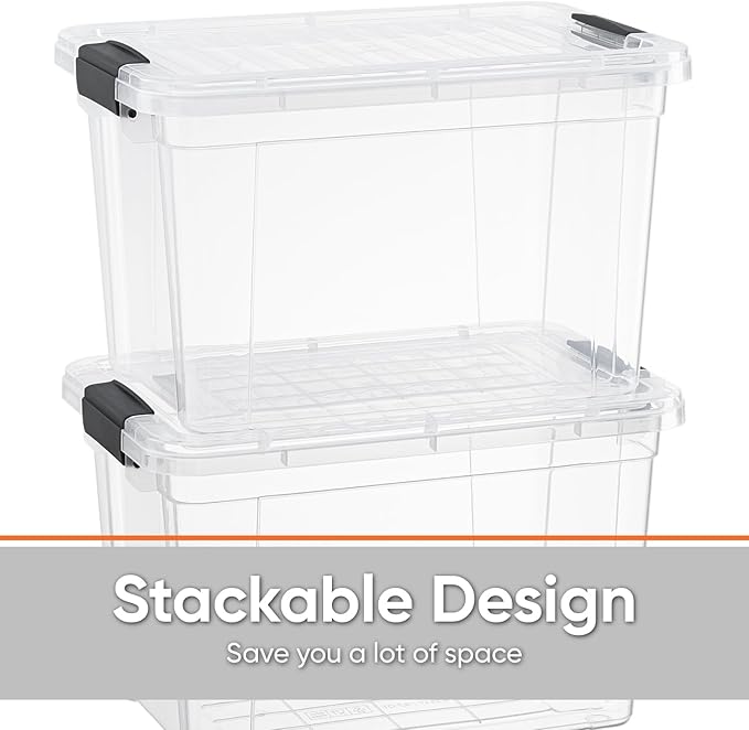 Superio Clear Storage Box with Lid, 8.7 Quart Plastic Container Bins for Organizing, Stackable Crates, BPA Free, Non Toxic, Odor Free, Organizers for Home, Office, School, and Dorm