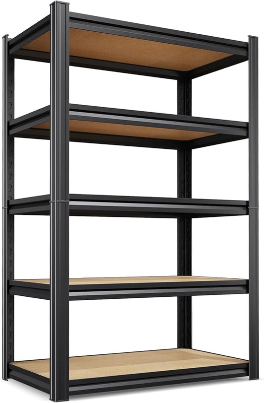 71.2''H Storage Shelves, 2000lbs Garage Shelving,Adjustable Heavy Duty Shelving Unit,5T Tall Garage Shelves，Wood Metal Standing Shelf Units,Utility Rack for Kitchen 71.2''H*27.5''W*11.8''D