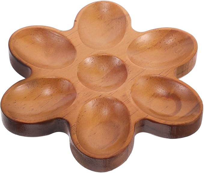 Unomor Wooden Egg Tray Creative Rustic Egg Holder Organizer for Countertop Fresh Storage Box 5.90X5.90X0.59In Multifunctional Kitchen Decor