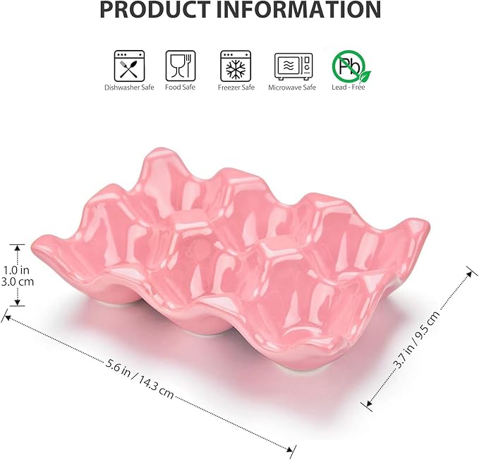 Ceramic 6 Cup Egg Tray Holder (Pink)