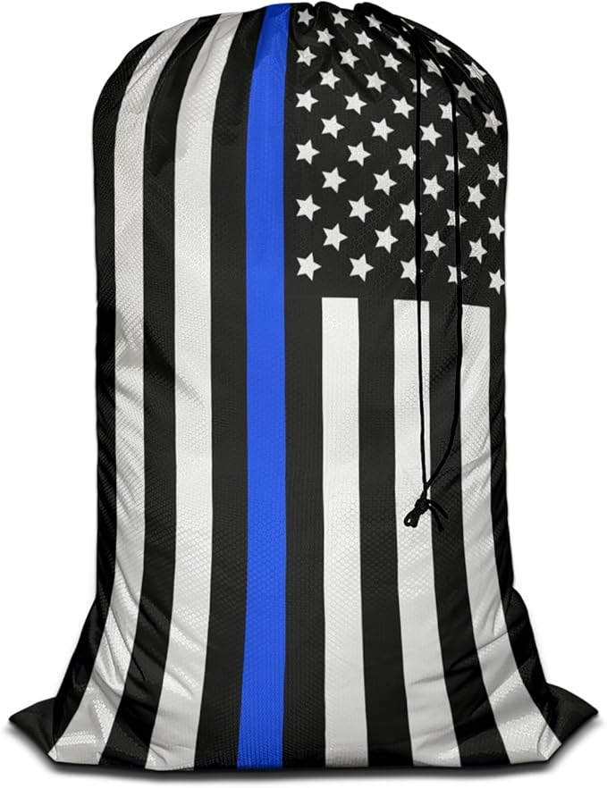 Swono American Flag Extra Large Travel Laundry Bag, Rip-Stop Dirty Clothes Shoulder Bag with Drawstring, Heavy Duty Travel Laundry Bag, Large Laundry Hamper Liner, Machine Wash