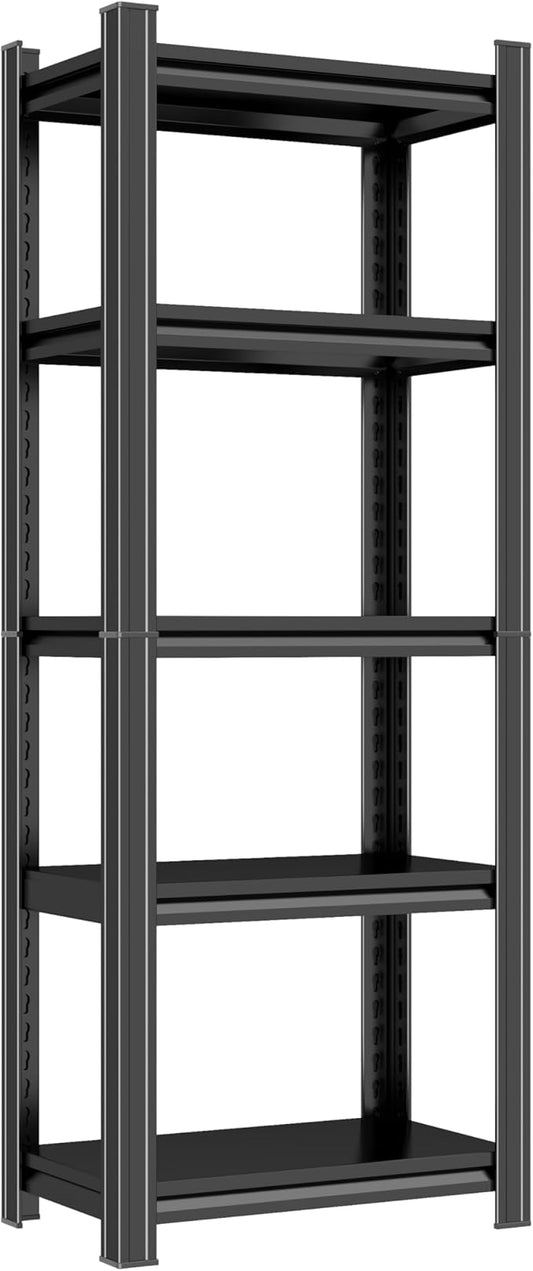 63''H*28W'' Garage Shelving Metal Garage Shelf Unit 5-Tier Storage Shelves Heavy Duty Shelf Organizer Industrial Shelves for Warehouse Basement Kitchen Pantry Commercial, Black