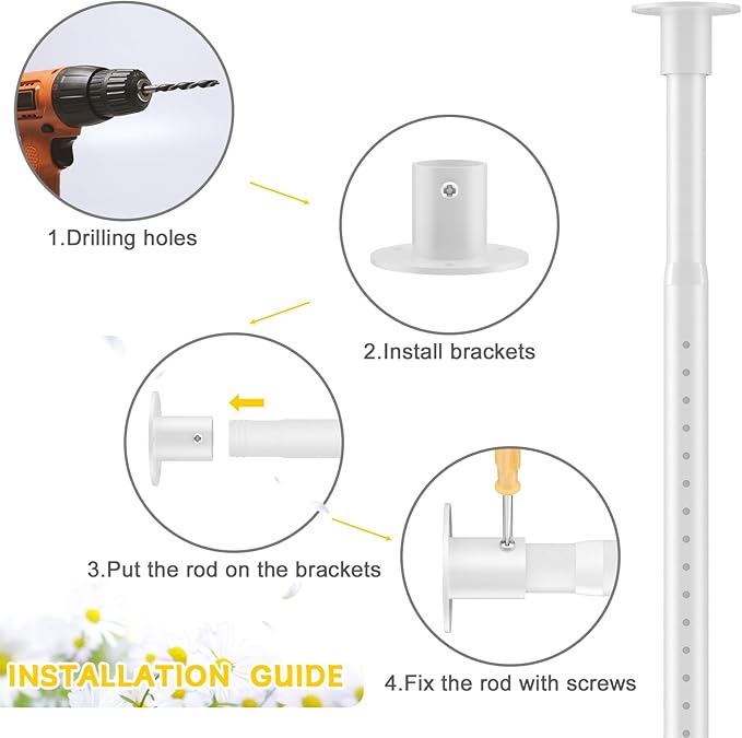 2 Pack Closet Rod,17 to 27 Inch Adjustable Closet Rods for Hanging Clothes Heavy Duty Closet Hanging Rod White Closet Poles for Wardrobes,Bathroom,Windows