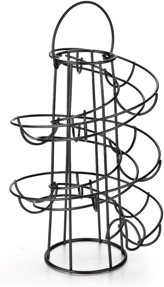 OBVIS Spiral Egg Skelter Dispenser Rack Metal Storage Holder Display Countertop Black