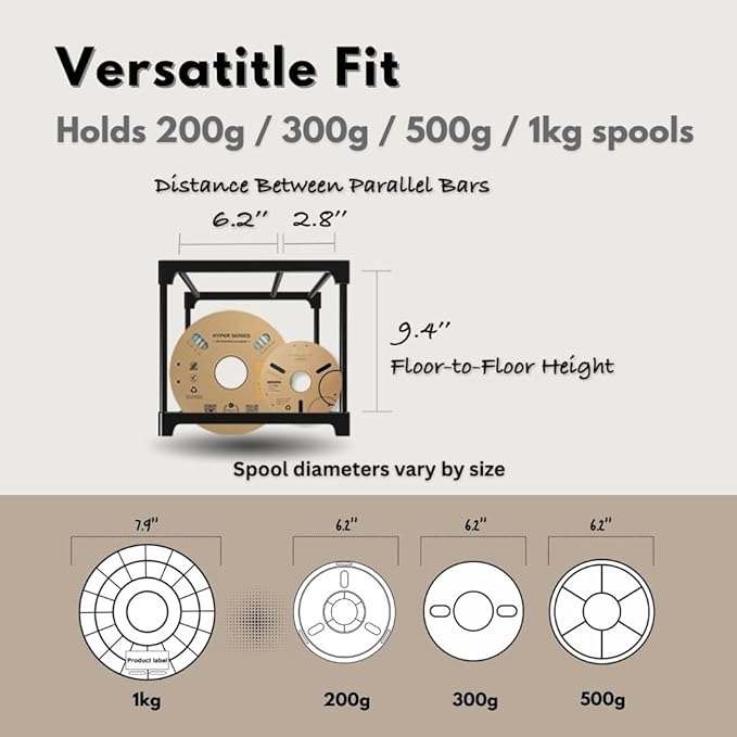 9-Tier Modular 3D Printer Filament Storage Rack, High-Strength Carbon Steel Spool Holder & Organizer, Holds 45-54 Spools(1kg), Space-Saving, Customizable, Tool-free Assembly