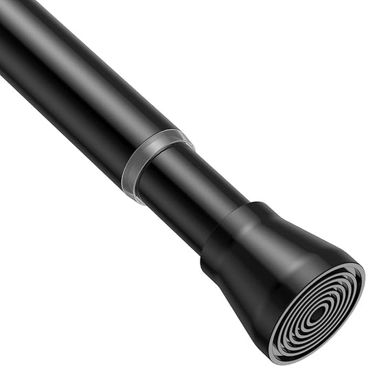 MEXAU 1pc Tension Curtain Rod for Windows 27 to 50 Inch，Spring Tension Rods Black Curtain Rods Adjustable Spring Rod Extendable Tension Rod for Kitchen, Bathroom, Window, Bookshelf