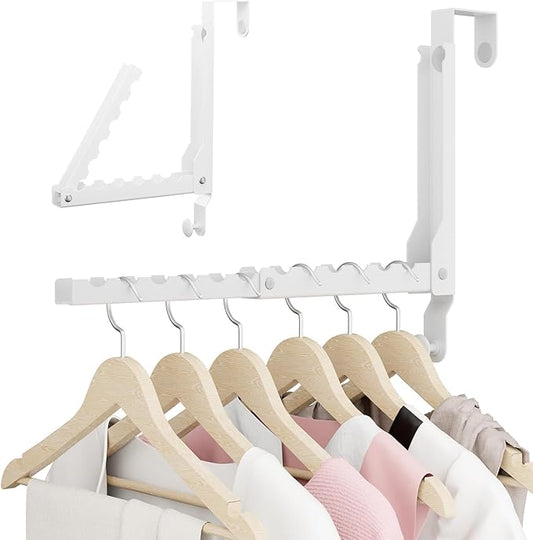 Over The Door Hanger Folding Clothes Drying Rack, Double Fold Hanging Door Hooks Coat Rack with Hooks for Indoor Laundry Room Compact Small Space Foldable Portable Door Hanger Hook Collapsible- 1 Pack
