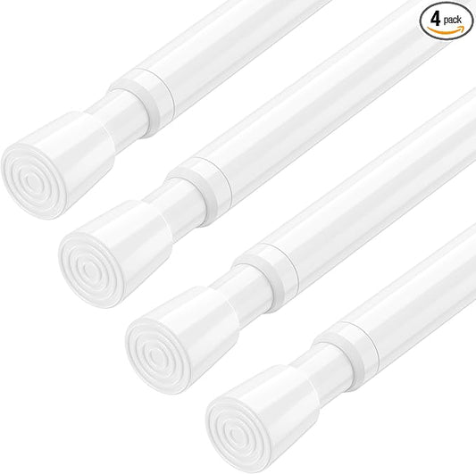 AIZESI 4 Pack Tension Rods for Windows 26.5 to 36 inch, Adjustable Expandable Pressure Spring Curtain Rods No Drilling, Curtain Rods for Kitchen Curtains, Closet Door, White