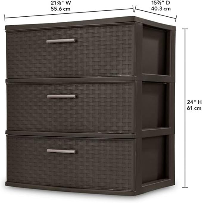 Sterilite 3 Drawer Wide Weave Tower, Espresso, 1 Pack