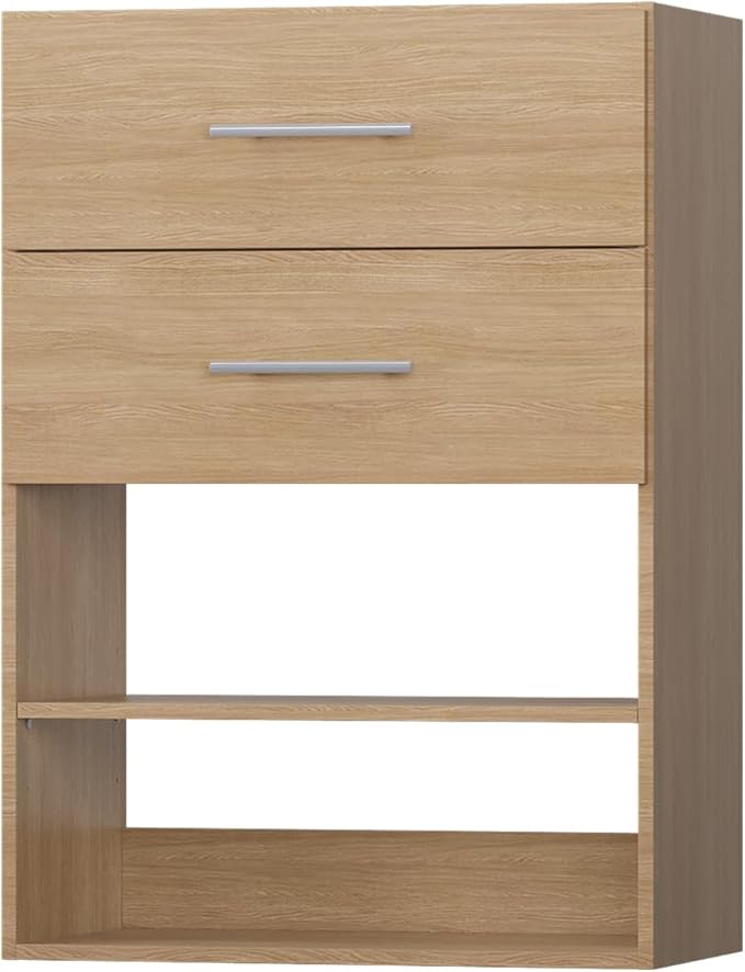 2 Drawer Short Tower Closet Unit, Modular Closet System, Wood Closet System Organizer with Storage for Walk In Closets, Clothing Rack Closet for Hanging Clothes, Bedroom, Wood, 31.5"W