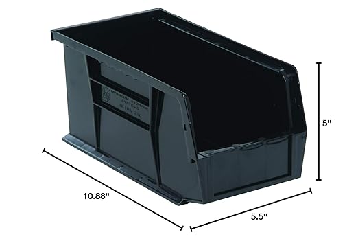 QUANTUM STORAGE SYSTEMS K-QUS230BK-8 8-Pack Ultra-Stack and Hang Bins, 10-7/8" x 5-1/2" x 5", Black