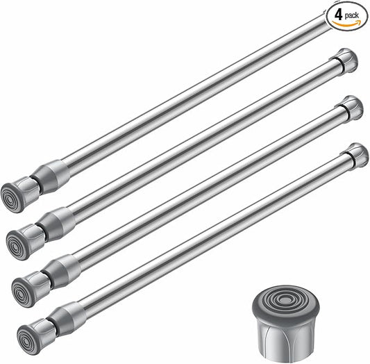 AIZESI 4PCS Silver Tension Rod 17 to 28 Inch, Adjustable Spring Curtain Rods No Drilling, Spring Tension Rods for Window DIY Cupboard Wardrobe