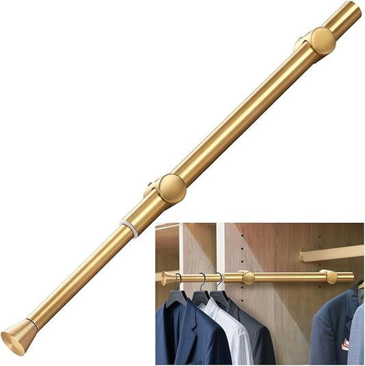 12" Pull-Out Valet Rod for Closet Organization, Add Extra Hanging Space 304 Stainless Steel Closet Rods, Space-Saving Design for Small Closets, Golden