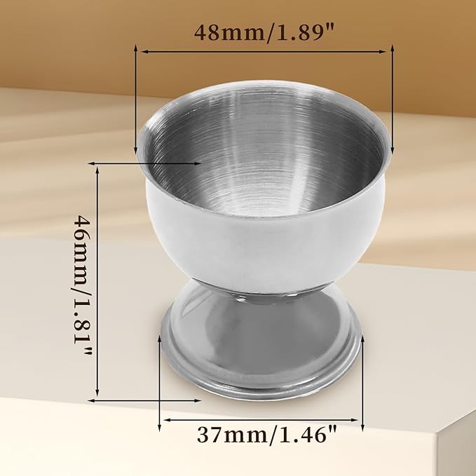 Bonsicoky 2 Pcs Silver Egg Cups - Stainless Steel Egg Holder - Egg Tray Kitchen Tool for Soft & Hard Boiled Eggs