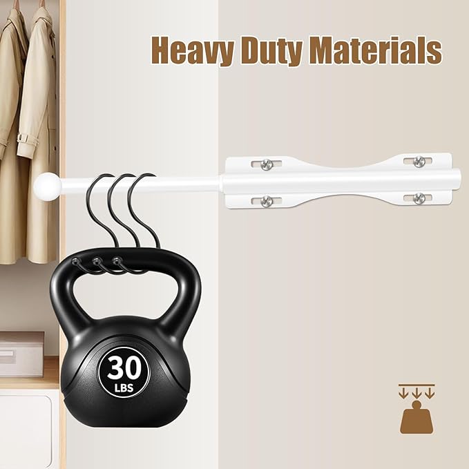 12" Valet Rod For Closet Pull Out Slide Out Adjustable Heavy Duty Valet Rod For Closet, Laundry Room, Bedroom, Bathroom(White 2PACK)
