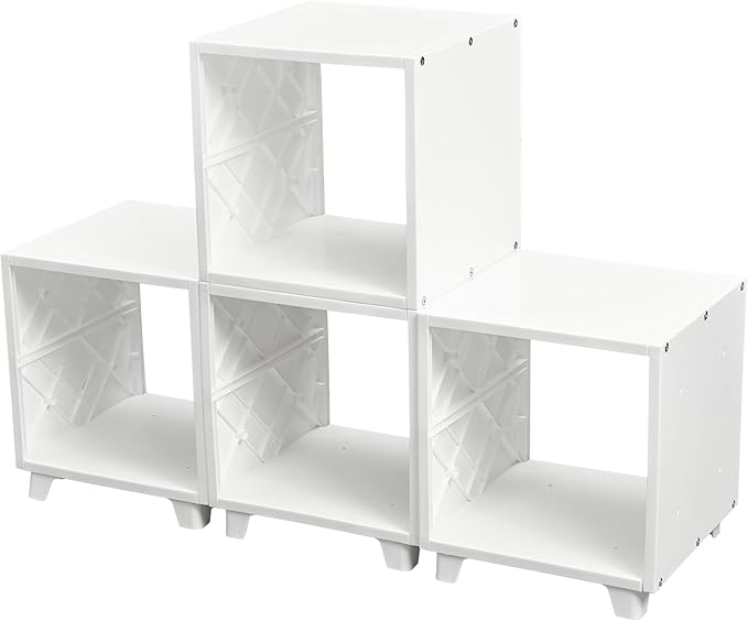 UNiPLAY Modular Cube Storage Organizer – Create Versatile Storage Solutions with Large Capacity Cubes. Perfect for Home, Office, Closet, and School use. Easy Assembly & Cleaning - 4 Piece