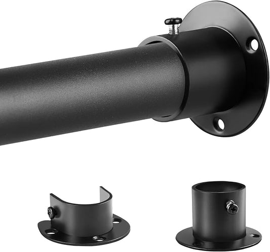 Closet Rod - 17-100 Inches, 1.3 Inch Diameter Heavy Duty Closet Rods Extender Hanging - Metal Matte Black Adjustable Clothes Hanging Bar, for Closet, Bathroom, Windows
