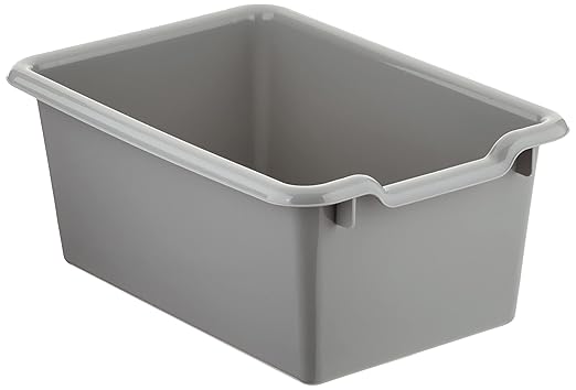 ECR4Kids Scoop Front Storage Bin, Multipurpose Organization, Grey, 5-Piece