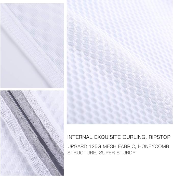 Kimmama Laundry Mesh Wash Bags, Lingerie Bags for Washing Delicates, Mesh Laundry Bags for Washing Machine, White Net, Grey Zipper, 2XXL (Pack of 2)