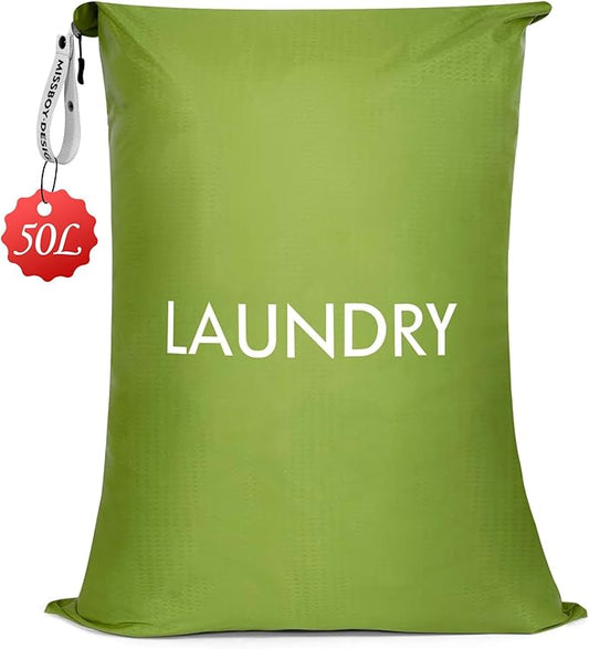 MissBoy Travel Laundry Bag with Zipper, Odor-Isolating & Splash-proof Dirty Clothes Organizer for Suitcase, Lightweight Foldable Wet Dry Bag for Gym, Camping, and Swimming