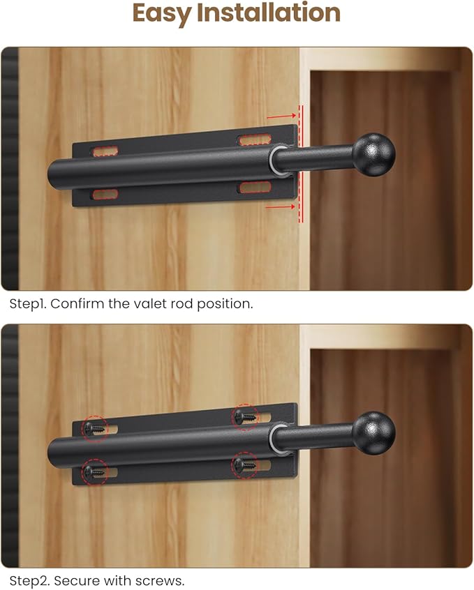 Supforce 16.5" Valet Rod for Closet Pull Out, Retractable Slide Out Valet Rod Closet Organization, Aluminum Valet Clothing Hanger Rods Perfect for Suits, Dresses & Freshly Pressed Clothes, Black