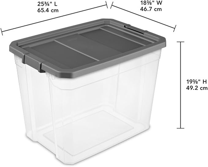Sterilite 8-Pack Modular Stacker Box, Durable Clear Plastic Storage Bins with Latching Lids, 108 Quart - Stackable Organizing Container Boxes for Closet, Bathroom, and Office