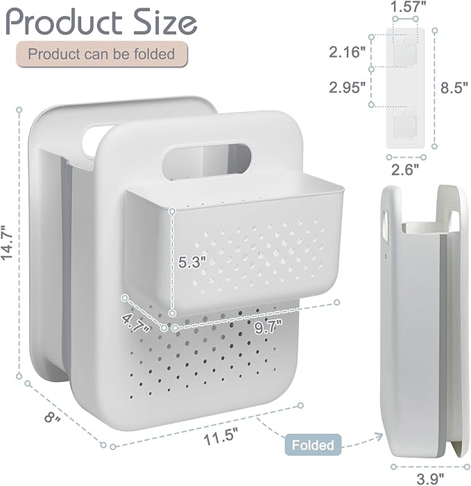 Goderewild Small Collapsible Laundry Basket, Space-Saving Wall-Mounted Hamper with Detachable Mini-Basket, Portable Hanging Organizer for Clothes, Underwear Socks. (White)