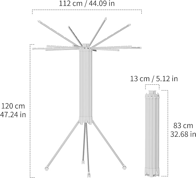 RFOUO Clothes Drying Rack Aluminum-4 Legs 16rods Single Layer, Portable Foldable Drying Rack,Space Saving Laundry Drying Rack,Drying Rack Clothing for Laundry Bedroom Household