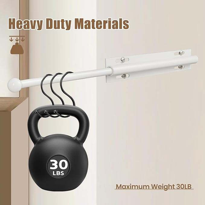 Luvenia Valet Rod,Adjustable Closet Rod 16in Heavy Duty Stainless Steel,Closet Rods For Hanging Clothes Retractable Slide Out Valet Rod For Closet Pull Out For Closet, Laundry Room, Bedroom(White)