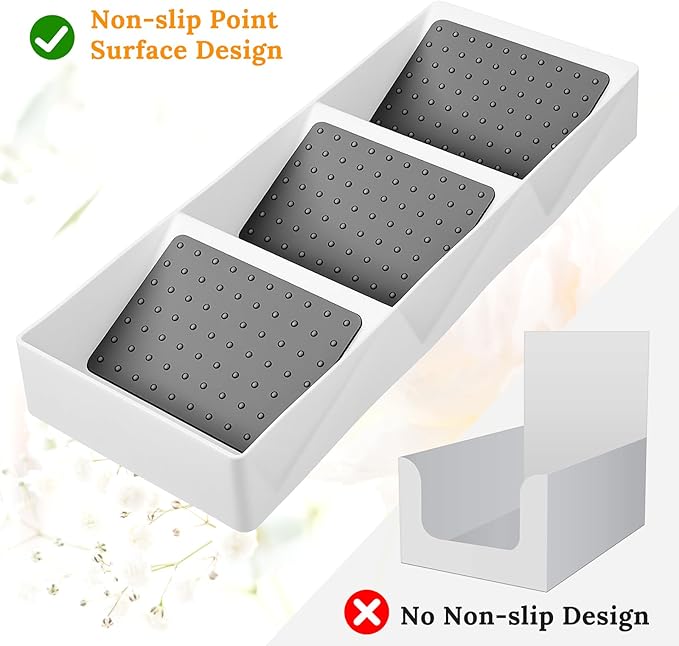 2 Pcs Spice Drawer Organizer, 3 Tier Non-Slip Silicone Seasoning Jars Drawer Insert, Spice Rack Organization for Cabinet, Making up Organizer, Bottle Rack,Bottles Holder,Spice Bottle Organizer