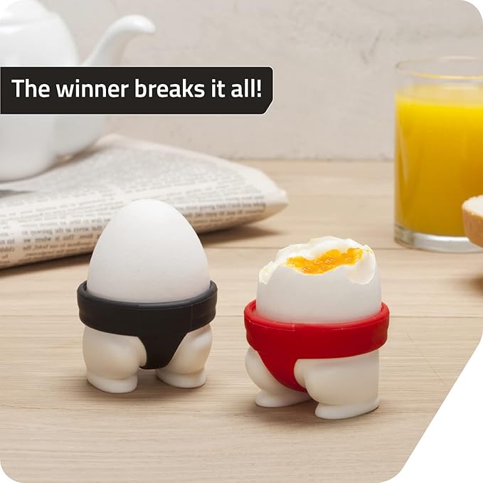 PELEG DESIGN Sumo Eggs – Egg Cup Holders (Set of 2) | Egg Cups for Soft & Hard Boiled Eggs, Funny Sumo Design, Playful Kitchen Gift & Fun Breakfast Accessory