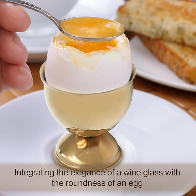 Bonsicoky 4 Pcs Gold Egg Cups - Stainless Steel Egg Holder - Egg Tray Kitchen Tool for Soft & Hard Boiled Eggs