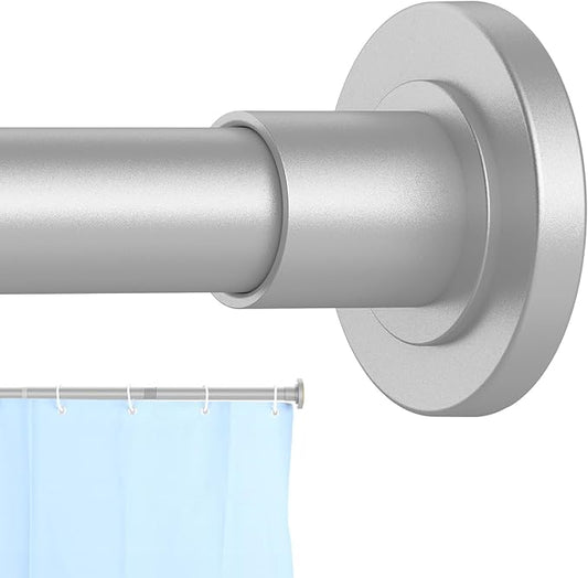 CorkLatta Silver Shower Curtain Rod 31 to 92 Inch,1 Inch Diameter Adjustable Spring Tension Stainless Steel Telescoping Rod,Easy Install,No Rust