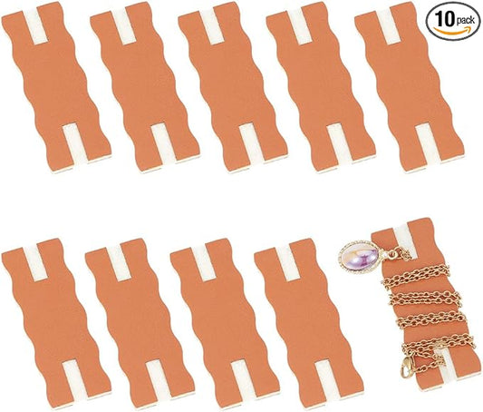 OLYCRAFT 10pcs Portable Tangle-Free Jewelry Organizer 2.5x1x0.1 Inch Brown Rectangle Tangle-Free Necklaces Organizer Necklace Card Holder Universal Jewelry Storage Case for Chain Necklaces Storage