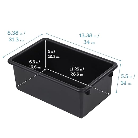 ECR4Kids Cubby Storage Bin with Lid, Multipurpose Organization, Black, 10-Piece