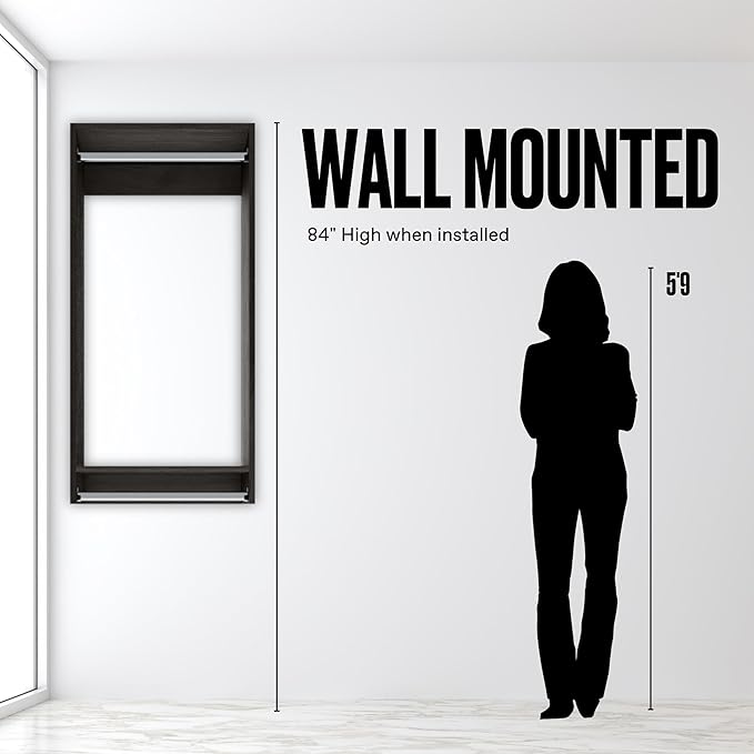 Double Hanging Closet Unit - Modular Corner Closet System - Grey, 27 inches Wide - Includes Shelves