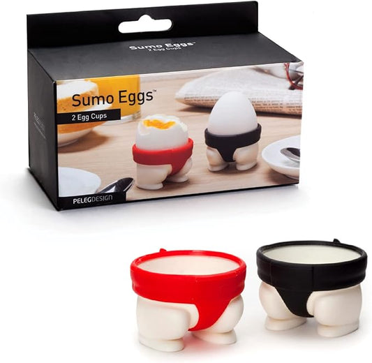 PELEG DESIGN Sumo Eggs – Egg Cup Holders (Set of 2) | Egg Cups for Soft & Hard Boiled Eggs, Funny Sumo Design, Playful Kitchen Gift & Fun Breakfast Accessory
