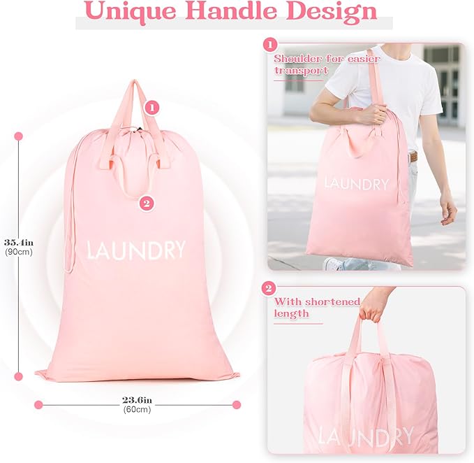 MissBoy 120L Heavy Duty Nylon Laundry Bag with Shoulder Handles, Tear-Resistant & Splash-Proof Dirty Clothes Storage Pouch for College Dorms, Laundromat & Beach Travel, Foldable & Washable
